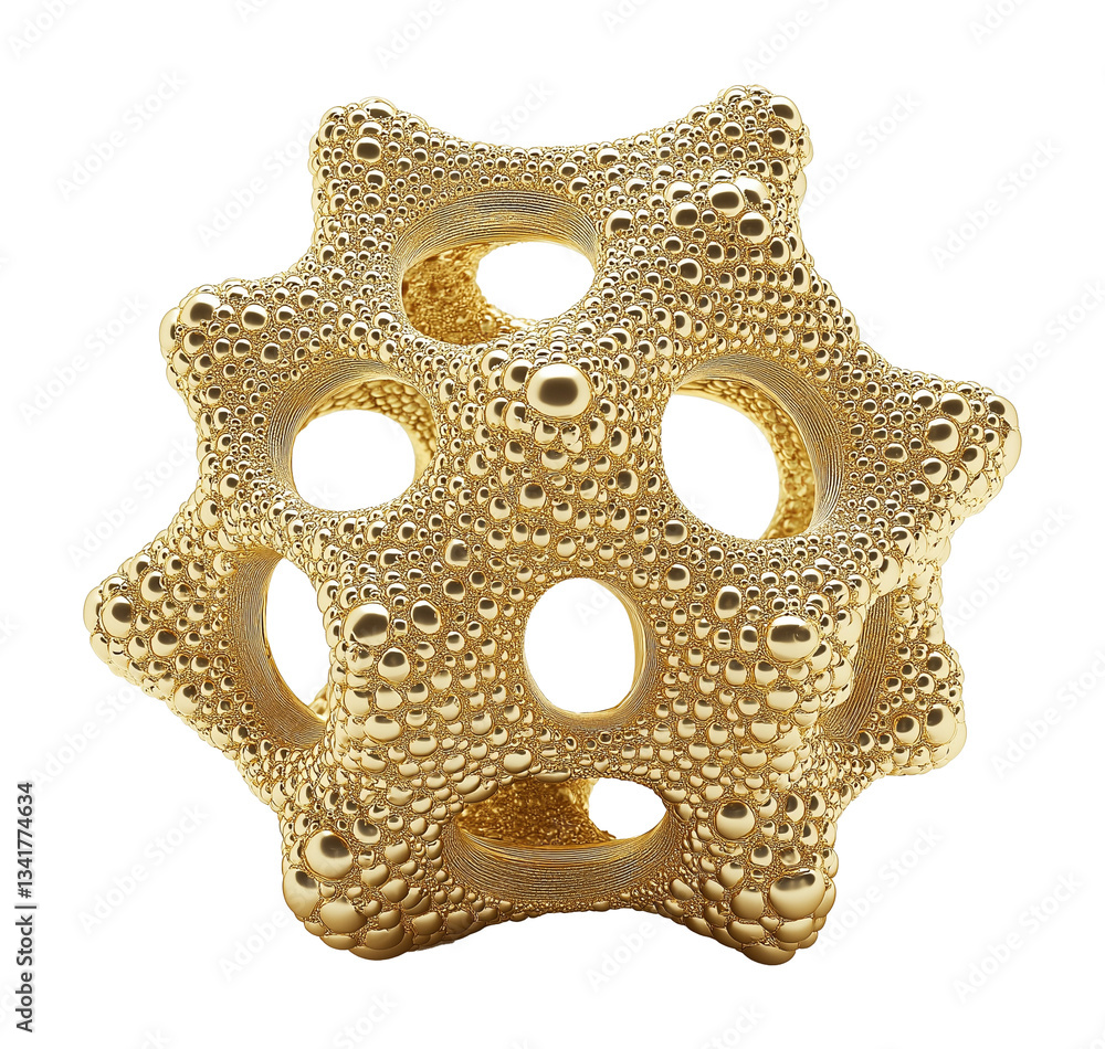 Aufkleber geometric gold nanostructure with perforated surface transparent image. golden component with perfor