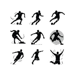  Football players Soccer players Set of female football or soccer player silhouettes, athletic women in action silhouette icon in football