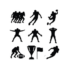  Football players Soccer players Set of female football or soccer player silhouettes, athletic women in action silhouette icon in football