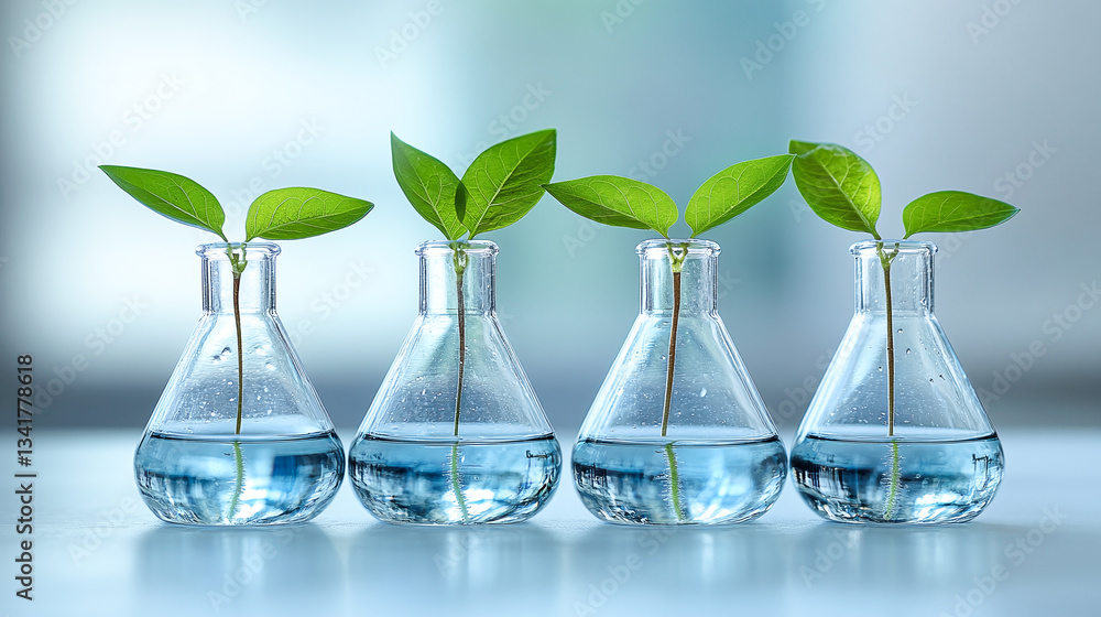 Poster growing plants in laboratory setting for advanced study and research purposes with clean background 