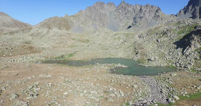 Freshwater resources and glacier lake. Aerial view of the Kackar Mountains