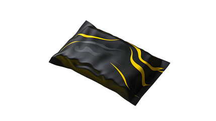 black and white pantiesA black pillow-like object with gold accents, possibly packaging, on a white background.
