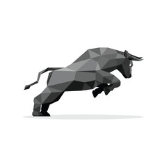 Bull abstract isolated on a white backgrounds, Bull Geometric Triangle Logo Icon Design, Bull Triangle