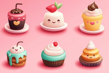 Adorable cartoon cupcakes and cakes!