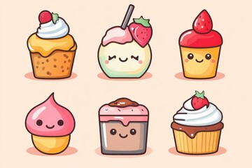 Adorable cartoon cupcakes and desserts!