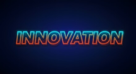 Innovation Neon Sign on Dark Blue Background Creative Concept and Design