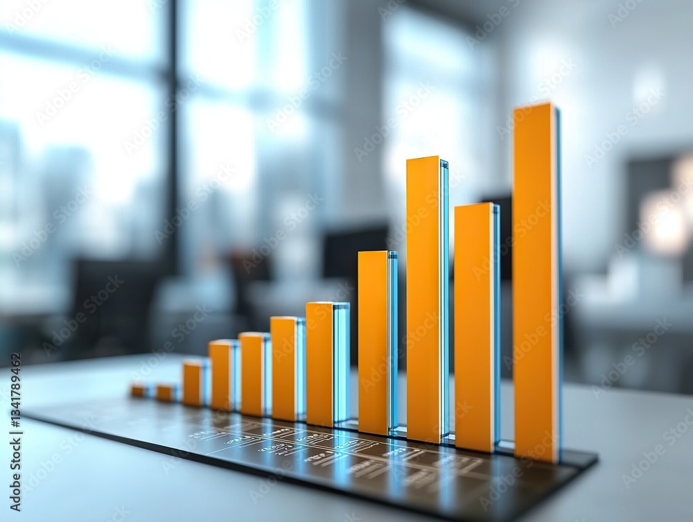 Poster analyzing growth trends in business statistics office environment data visualization modern viewpoin