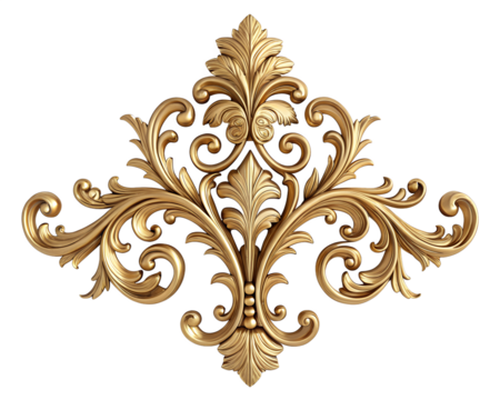 vintage gold ornament,  decorative golden scrollwork ornament. golden ornament