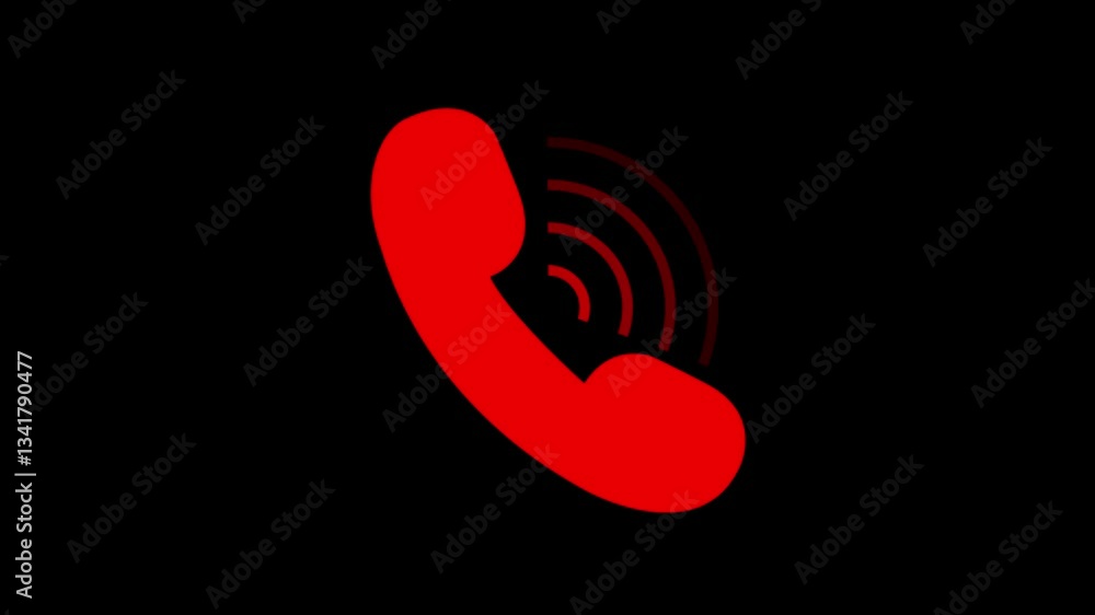 Aufkleber incoming telephone call icon animation on black screen . ringing phone icon ideas for talking to sup