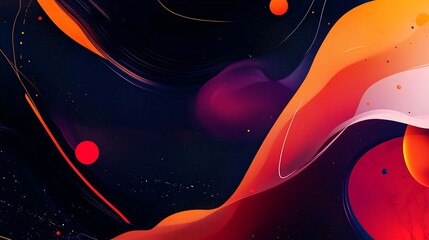 Abstract gradient background with fluid shapes and vibrant colors on dark canvas