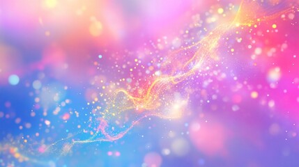 Abstract Colorful Background with Glittering Particles and Blurry Bokeh Effect