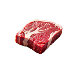 Fototapeta premium Raw marbled meat cut on wood board. Fresh beef steak for gourmet cooking, BBQ, grilling. Food ingredient. Isolated on transparent background.