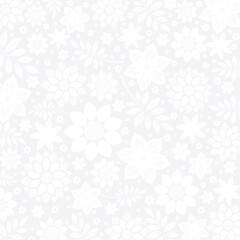 Delicate white floral background in square format. Elegant soft white floral elements against a soft white backdrop.