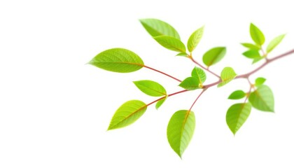 Fototapeta premium Single vibrant green plant, isolated on pure white, botanical, asset