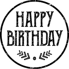 Happy birthday button, vintage sign, Birthday typography, badge icon, Happy Birthday saying. Distressed Happy Birthday badge isolated on a transparent background