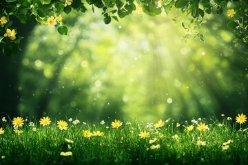 Obraz premium Enchanted Forest Meadow: A Serene Springtime Scene