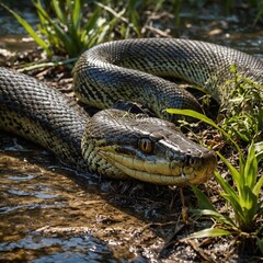 Fototapeta premium black cobra in forest