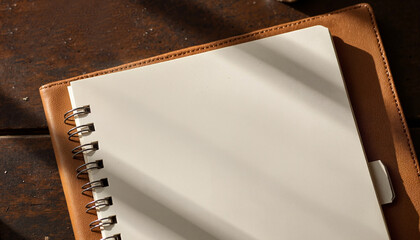 Obraz premium Blank notebook mockup on executive desk, organized workspace