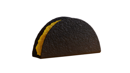 A black taco holder supporting a textured taco shell, ideal for gourmet food presentation and restaurant plating.
