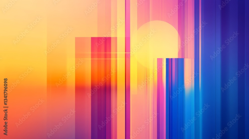 Poster abstract sunset with vibrant color and vertical lines creating a dreamy atmosphere