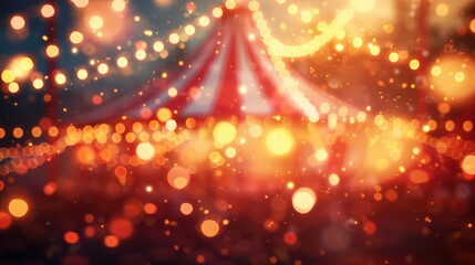 Circus scene with blurred background showcasing vibrant colors and lively events.
