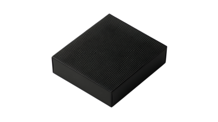 A black textured gift box with a matte finish, ideal for premium product packaging and branding.
