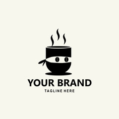 black coffee cup and ninja logo