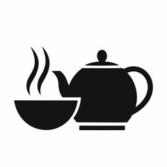 Teapot and Bowl silhouette Vector Design.