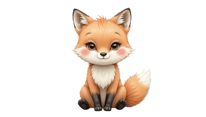 Fototapeta premium Cute cartoon fox sitting, smiling. For nursery decor