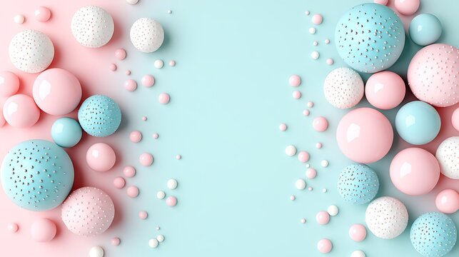Fototapeta Pastel pink and blue spheres background.