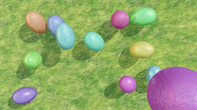 Bright Easter Eggs Falling in 4K 3D Three-Dimensional Animation Stock Video