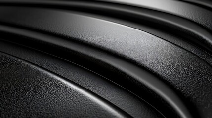 Curved black textured surface with smooth reflective accents throughout