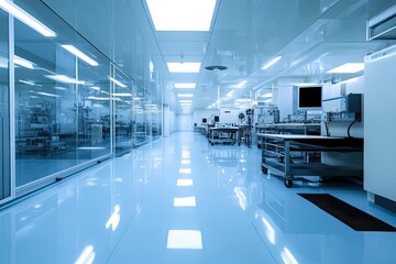 Obraz premium Electronic chip fabrication facility operating in a dust-free cleanroom