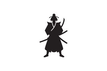 Samurai warrior silhouette vector icon