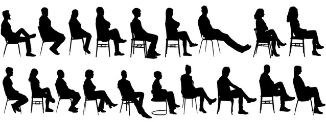 silhouette of  large group of people sitting on chair