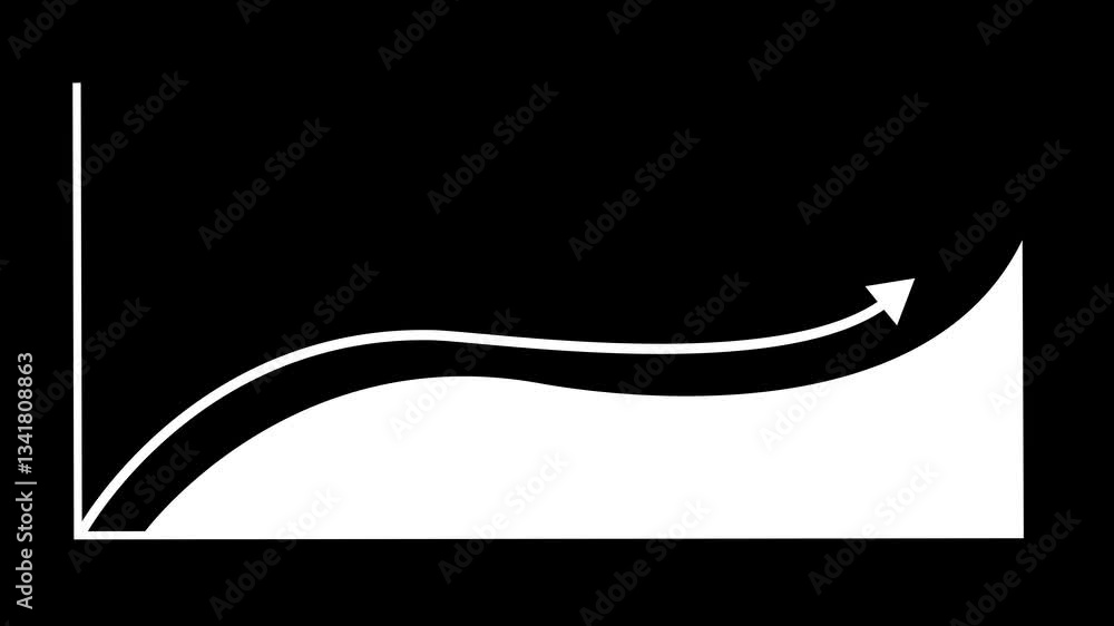 Poster graphic animation of graph showing upward trend, upward green arrow chart. animated up arrow icon. a