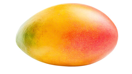 A single ripe mango displays its vibrant colors beautifully