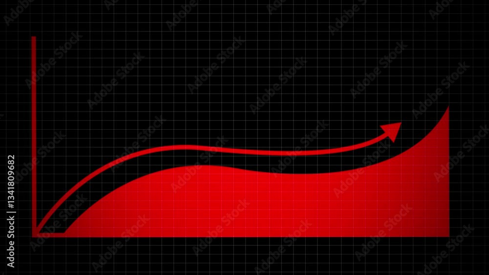 Poster graphic animation of graph showing upward trend, upward green arrow chart. animated up arrow icon. a