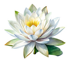 Watercolor Water lily  Flower isolated on transparent background