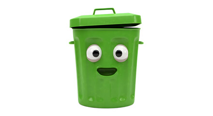 Green Smiling Trash Bin
