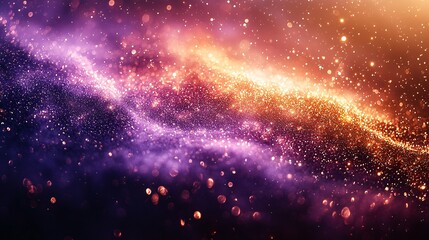 Magical Cosmic Landscape with Glittering Stars and Colorful Nebula in Deep Space Background
