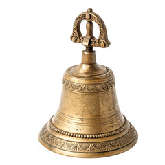 Antique brass bell isolated on transparent background  
