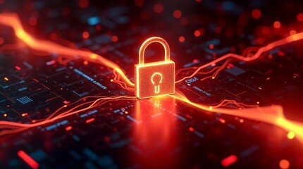 Conceptual representation of financial cybersecurity focusing on digital locks datprotection