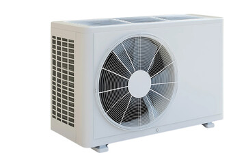 A close up of a white air conditioning unit on a white background lighting
