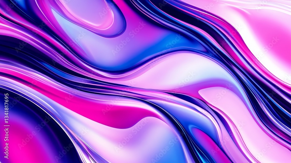 Aufkleber abstract fluid waves in vibrant pink and blue tones creating a dynamic visual effect