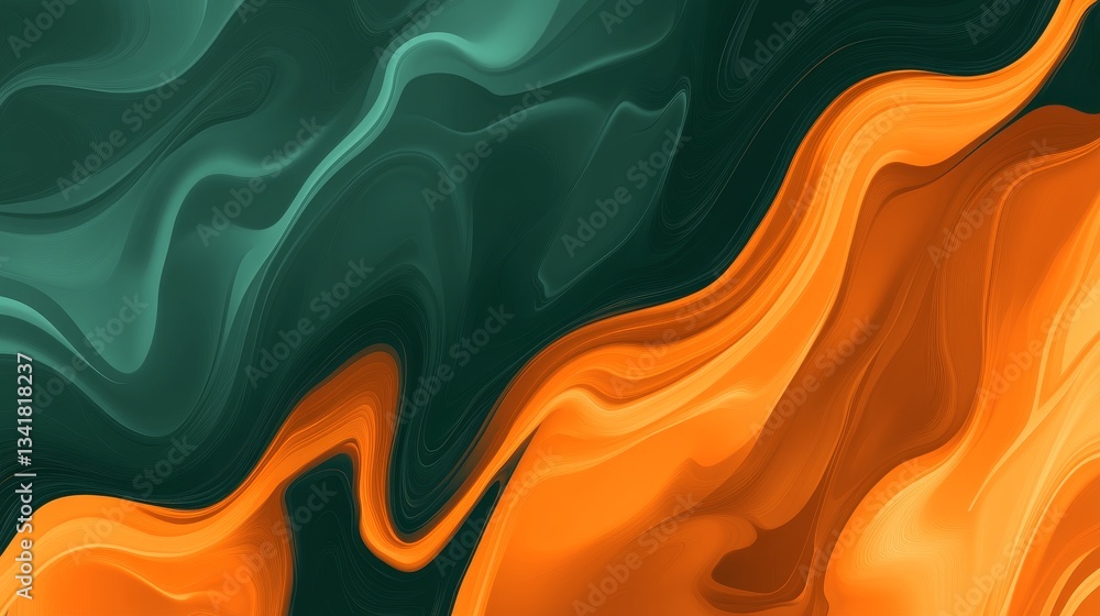 Poster vibrant swirls of green and orange create a dynamic abstract background for creative projects