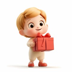 Cheerful child with a gift box, celebrating joy.