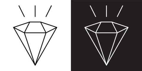 Minimalistic Diamond Line Art on Black and White Background Contrast