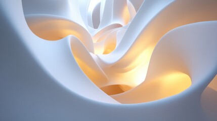 Abstract White Curves with Soft Illuminations in Modern Design