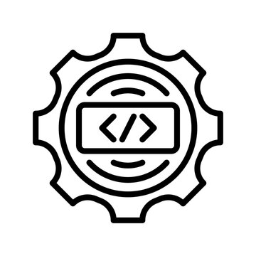 Software Development Line Icon, Outline Symbol for Coding, Programming, Application Design, IT Solutions, and Digital Transformation. Vector Sign Icon